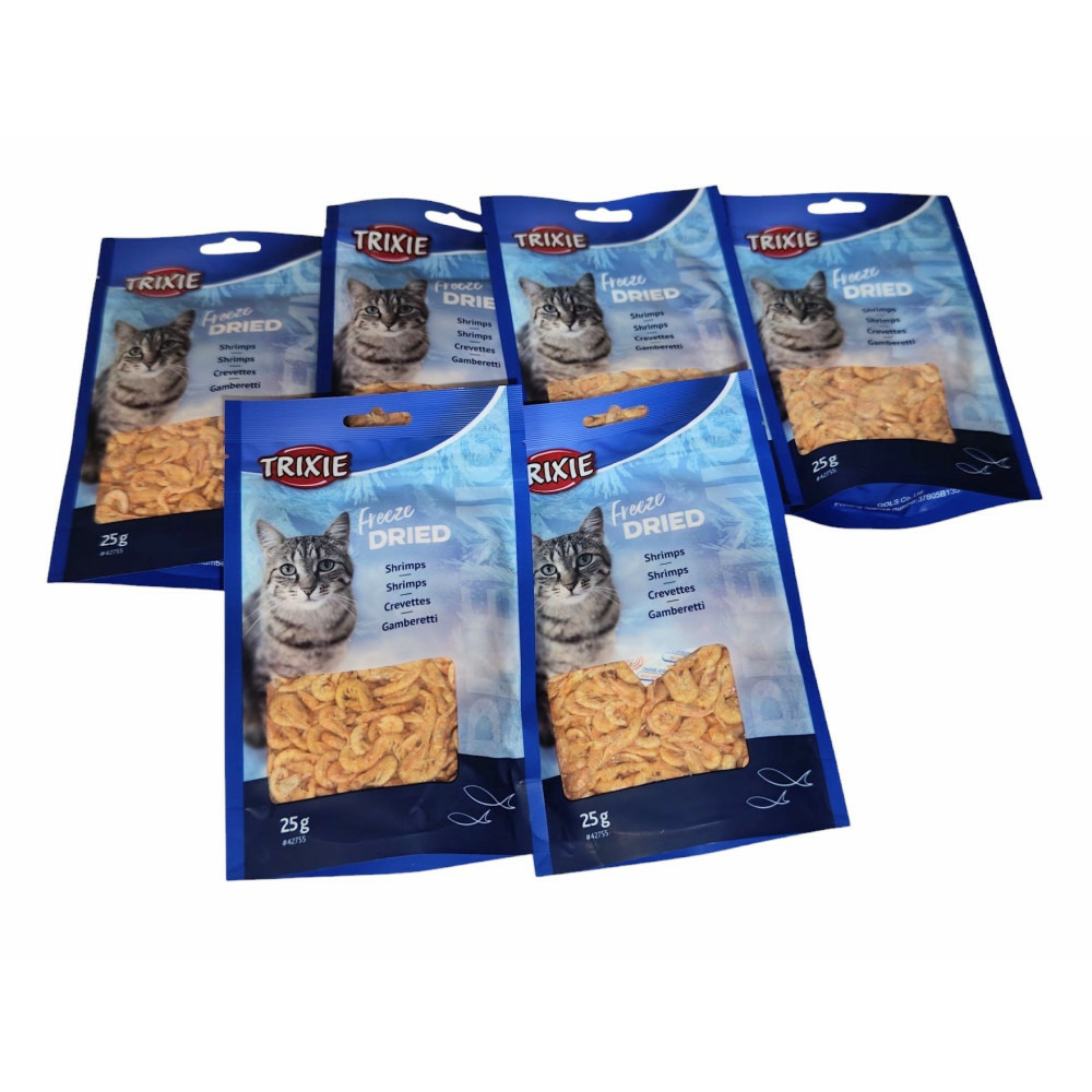 Friandise 100 % crevettes lyophilisées 6 sachets de 25 g soit 150 g pour