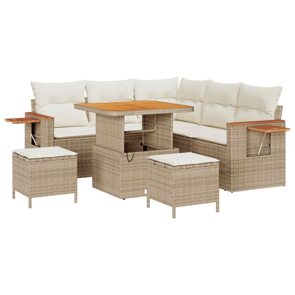 Ensemble de canapé de jardin 8 pc beige polyrotin