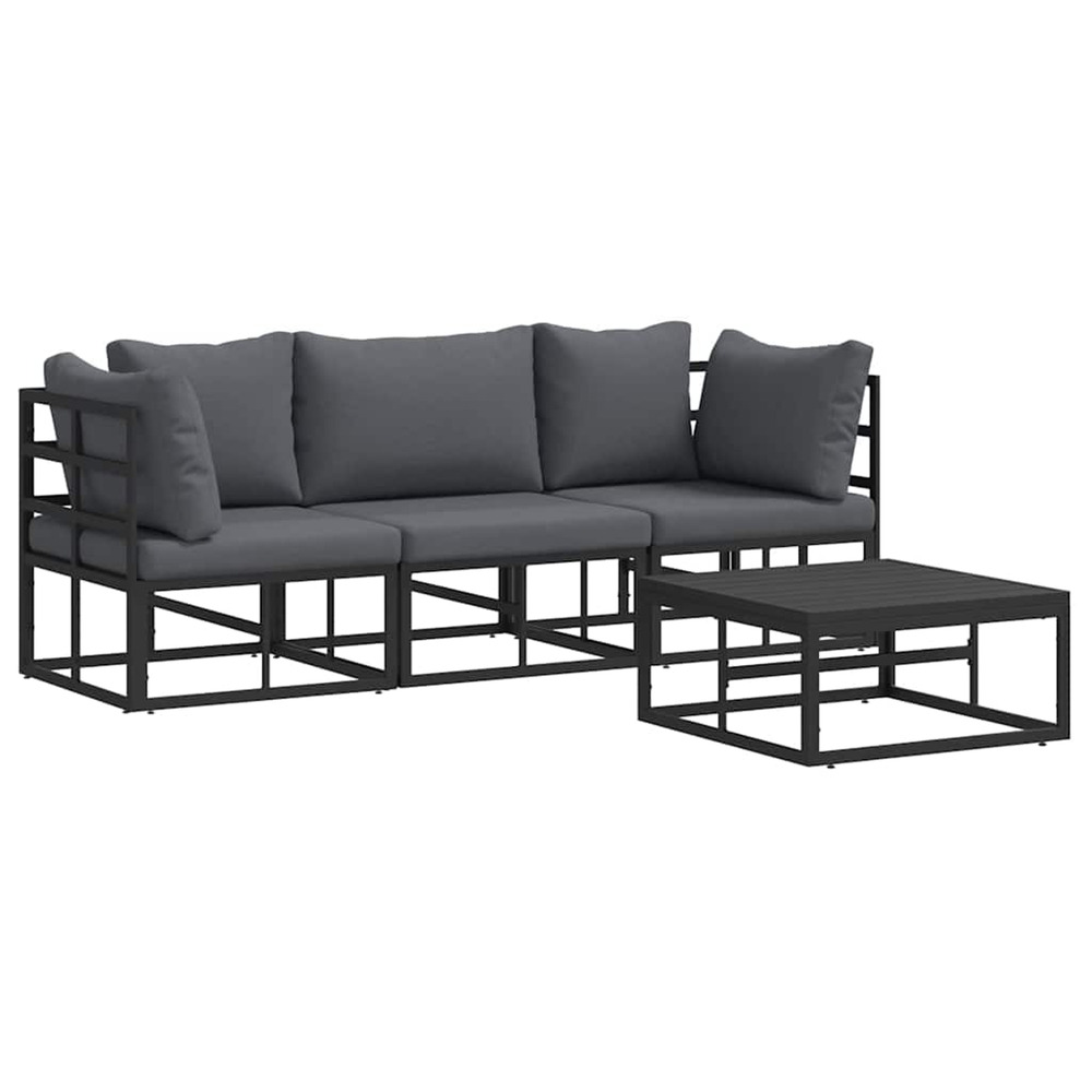 Ensemble de canapé de jardin 4 pcs noir métal