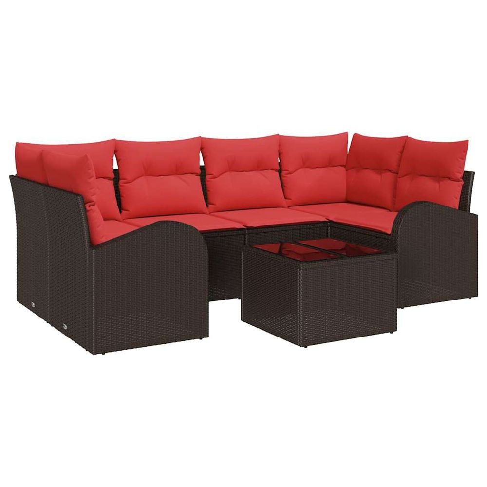 Ensemble de canapé de jardin marron 55 x 55 x 37 cm polyrotin