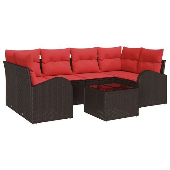 Ensemble de canapé de jardin marron 55 x 55 x 37 cm polyrotin