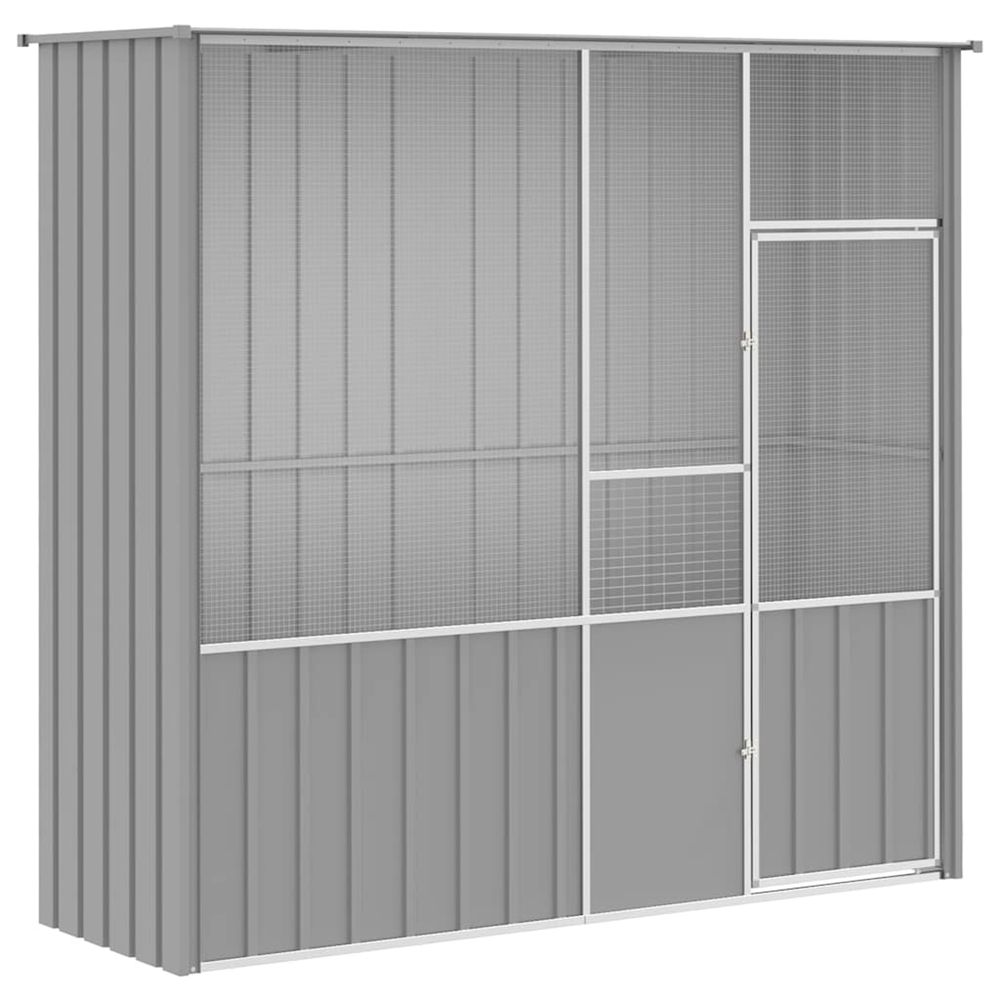 Cage à oiseaux gris 215x78x200 cm acier galvanisé