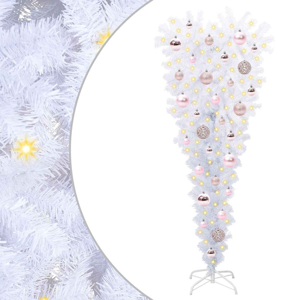 Sapin de noël artificiel avec 150 led blanc 120 cm pvc et acier