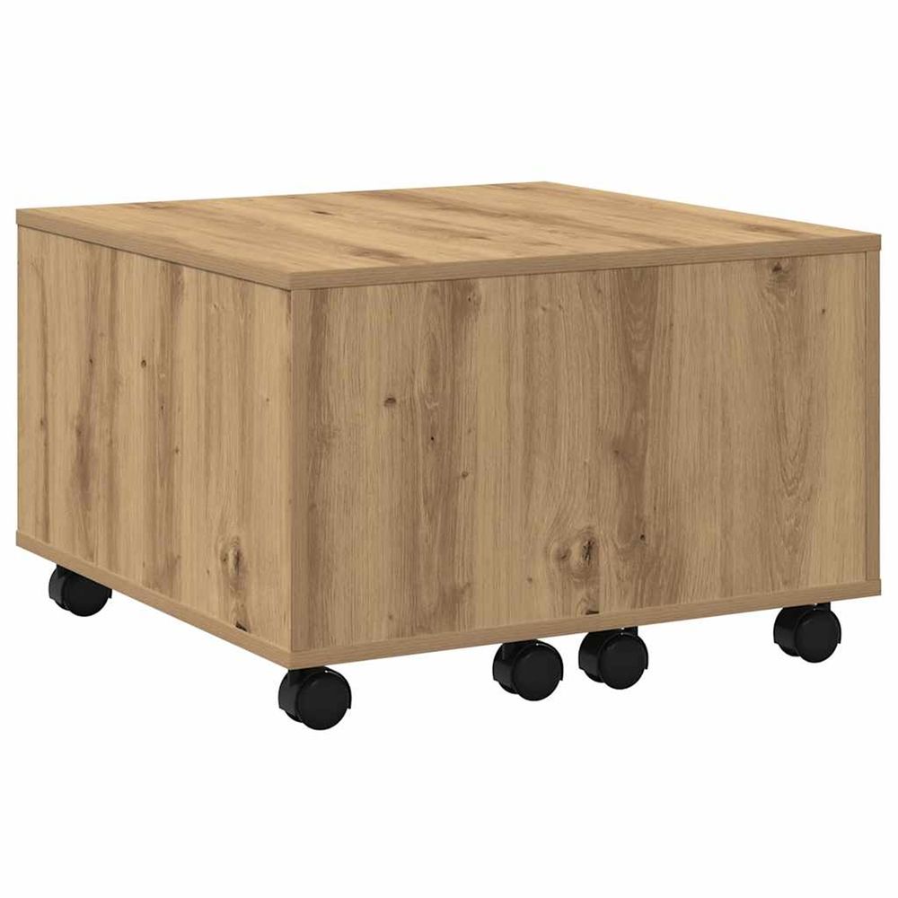 Table basse chêne artisanal 60x60x38 cm bois d'ingénierie