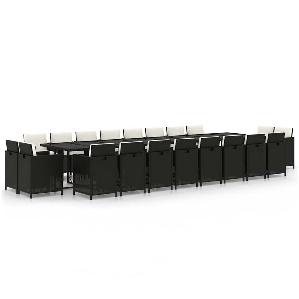 Ensemble à manger de jardin 21pcs coussins noir résine tressée