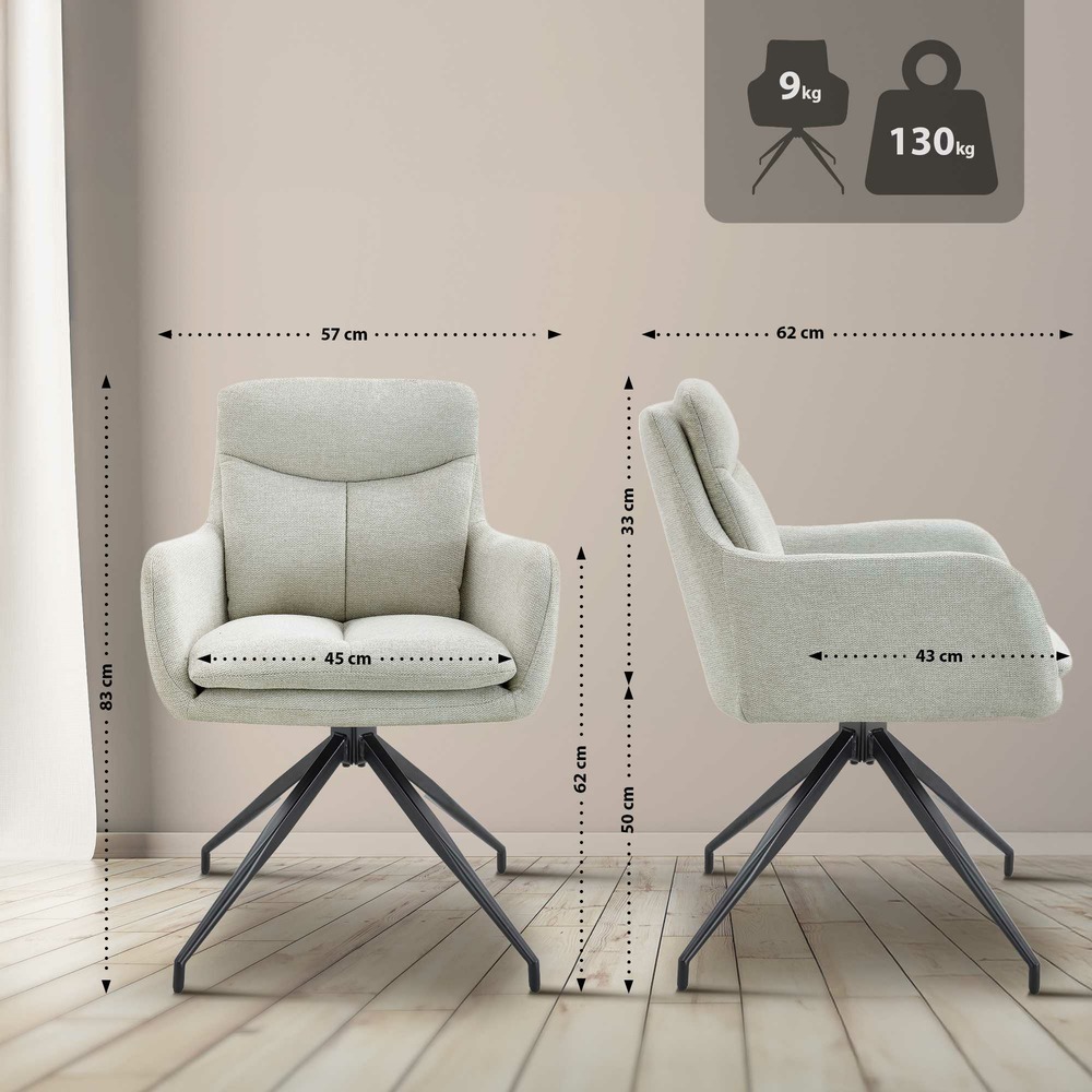 Chaise de salle à manger tissu somers