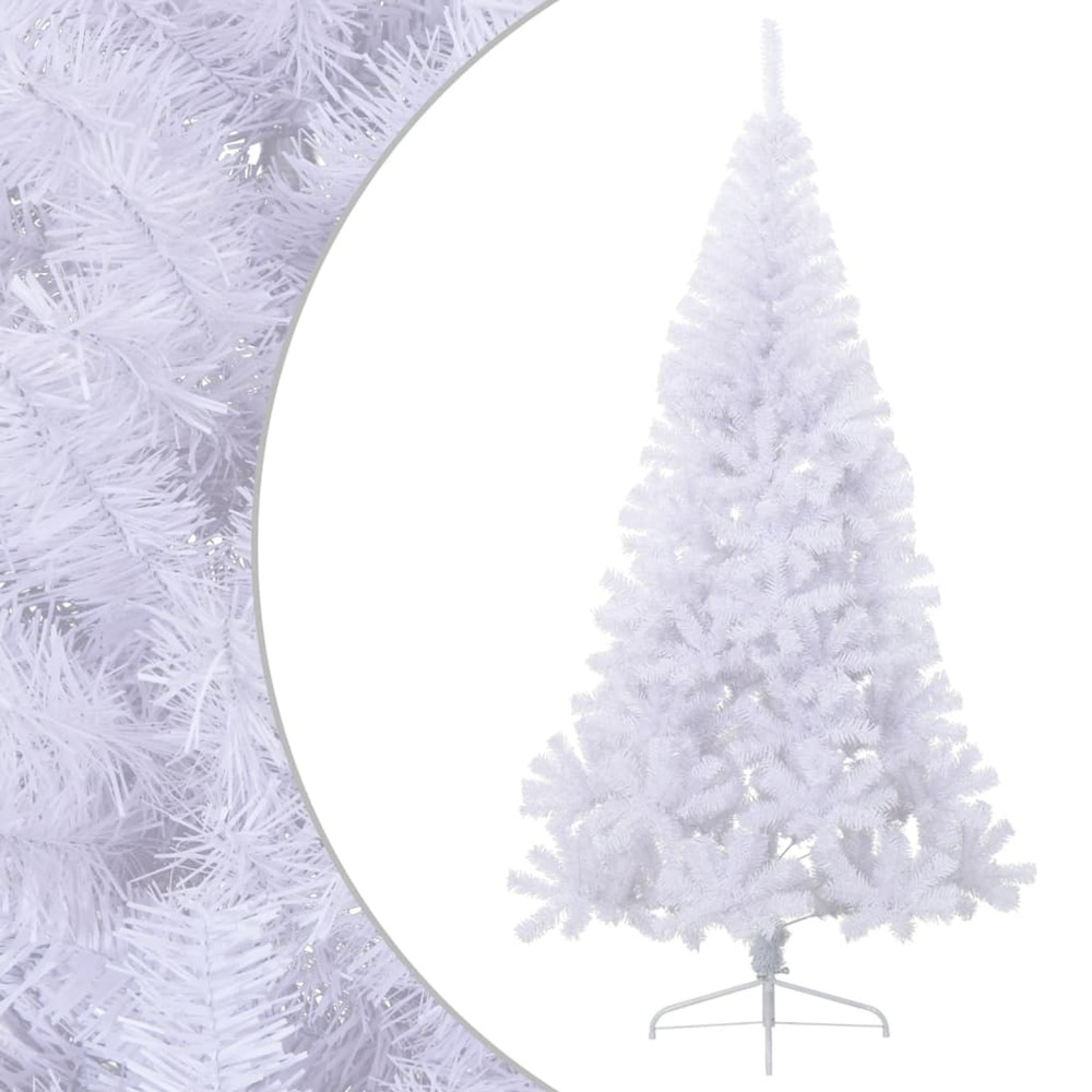 Sapin de noël artificiel moitié avec support blanc 210 cm pvc