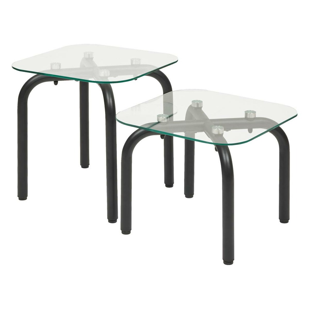 Lot de 2 tables d'appoint hecate argent 50x50cm