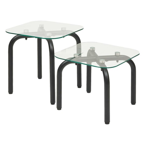 Lot de 2 tables d'appoint hecate argent 50x50cm