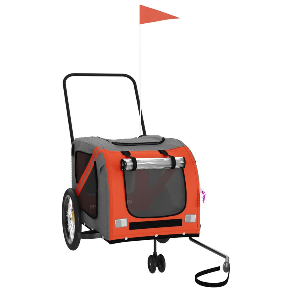 Remorque de vélo pour animaux de compagnie orange et gris