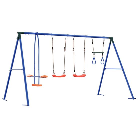 Ensemble de balançoires d'extérieur multicolore acier et pe