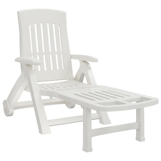 Chaise longue pliable avec roues blanc pp