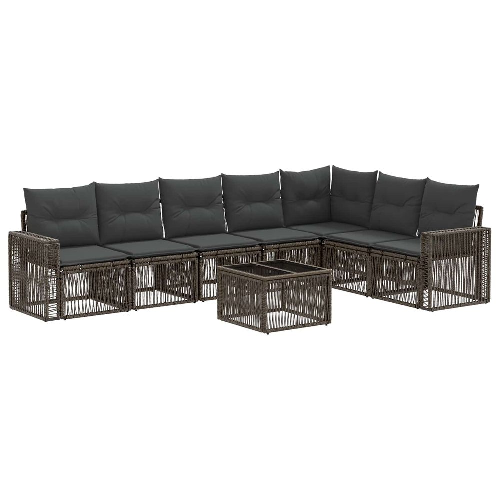 Ensemble de canapé de jardin 8 pc gris et gris foncé polyrotin