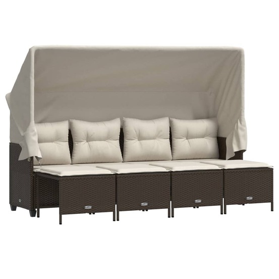 Salon de jardin avec coussins 5 pcs marron résine tressée
