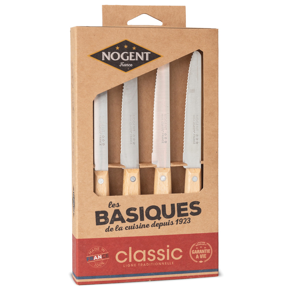 Nogent 3 etoiles coffret de 4 couteaux de table hêtre - 00086 v