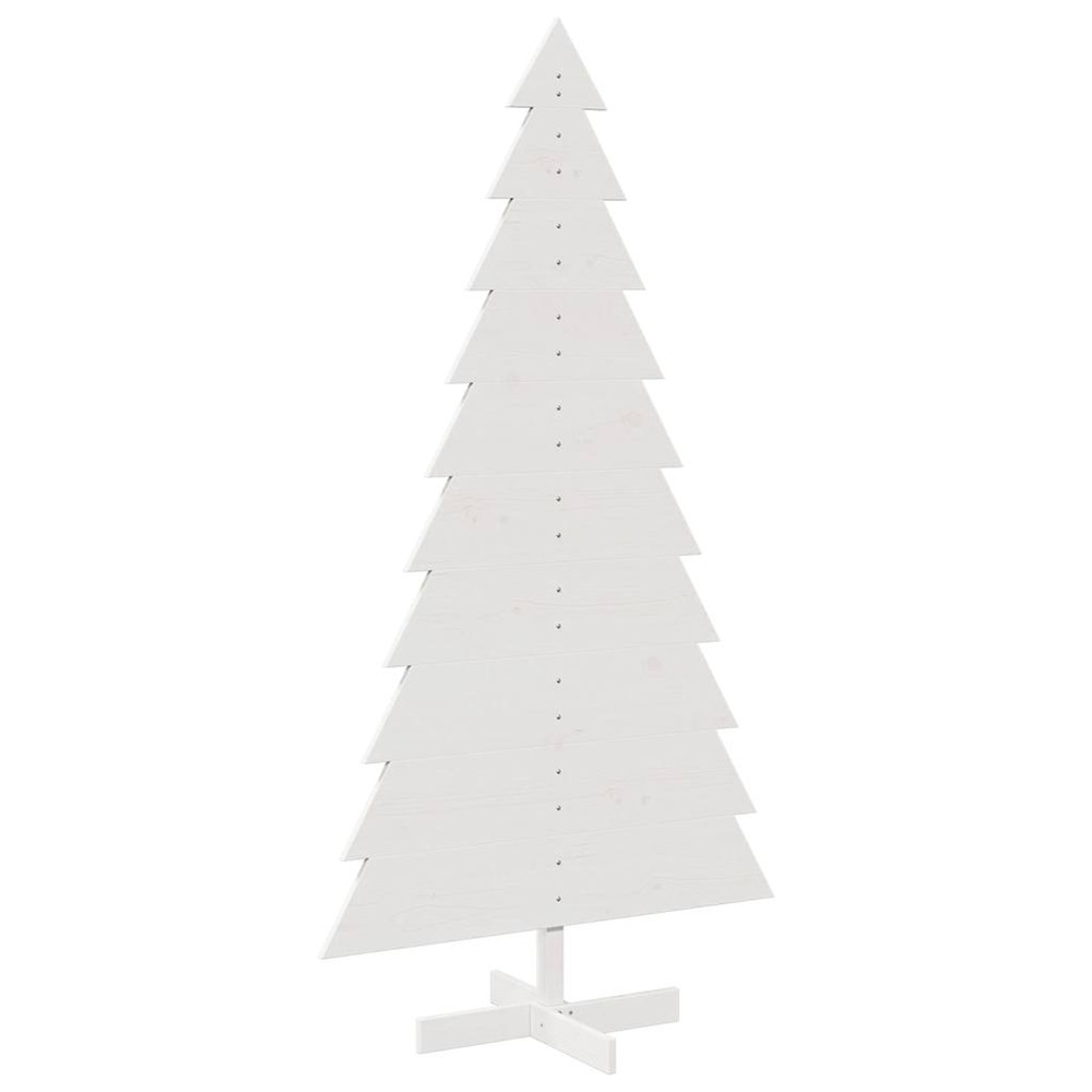 Arbre de noël en bois pour décoration blanc 180 cm pin massif