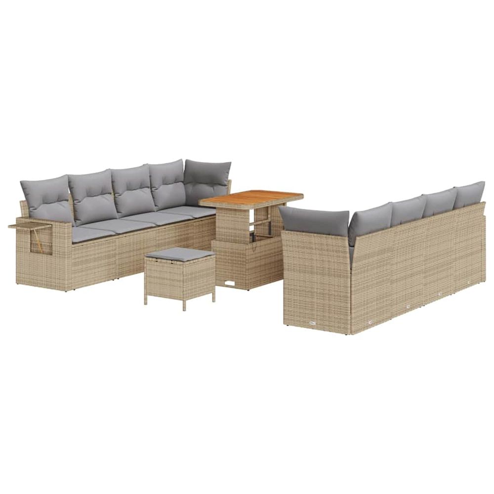 Ensemble de canapé de jardin 11 pc beige poly rotin