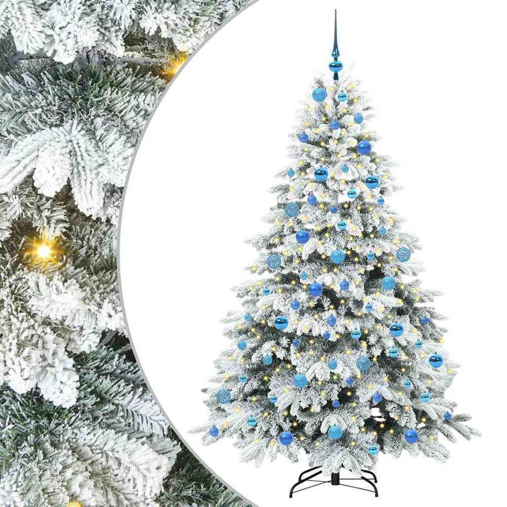 Sapin de noël artificiel avec 300 led blanc 180 cm pe et pvc