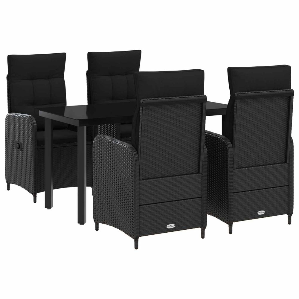 Ensemble de salle à manger pour jardin 5 pc noir polyrotin