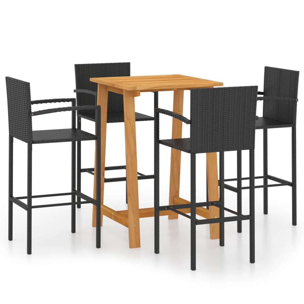 Ensemble de bar de jardin 5 pcs noir