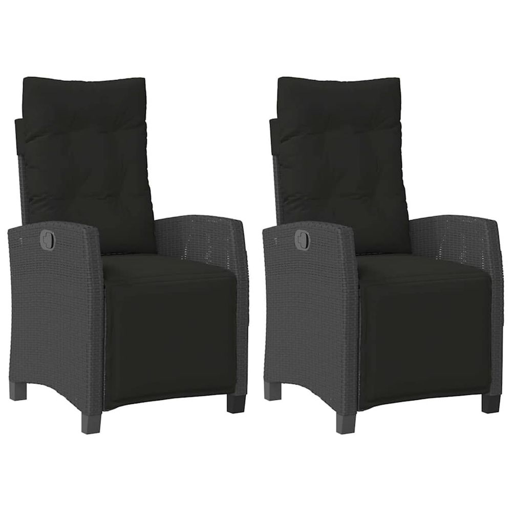 Chaises inclinables de jardin lot de 2 repose-pied noir rotin