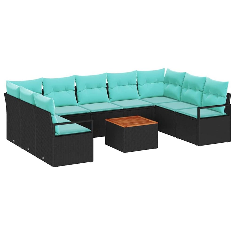 Ensemble de canapé de jardin 10 pc noir polyrotin