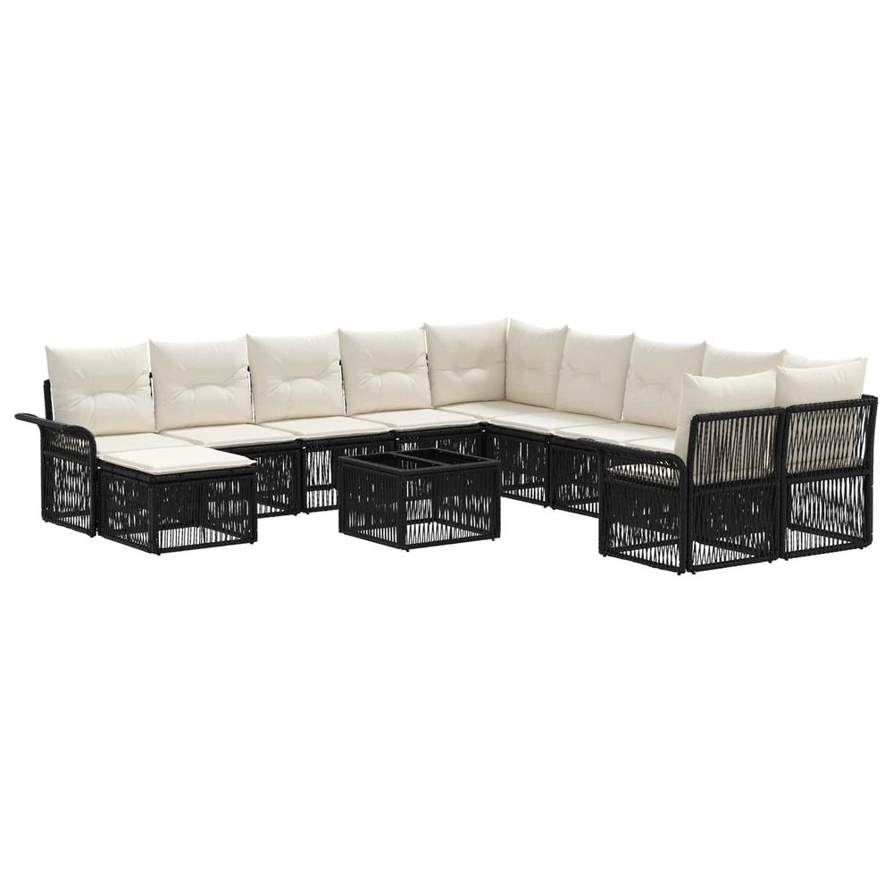 Ensemble de canapé de jardin 12 pc noir et blanc crème