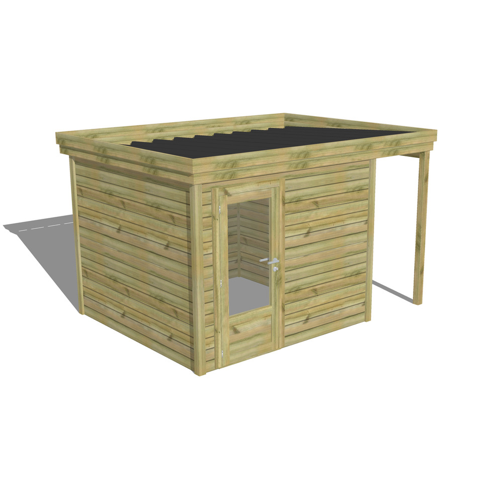 Abri de jardin bois pin traité autoclave 27mm - 3,64x2,64m / 10m2 - bac acier - abri français