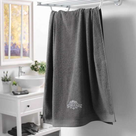 Serviette de bain 90 x 150 cm vintage anthracite