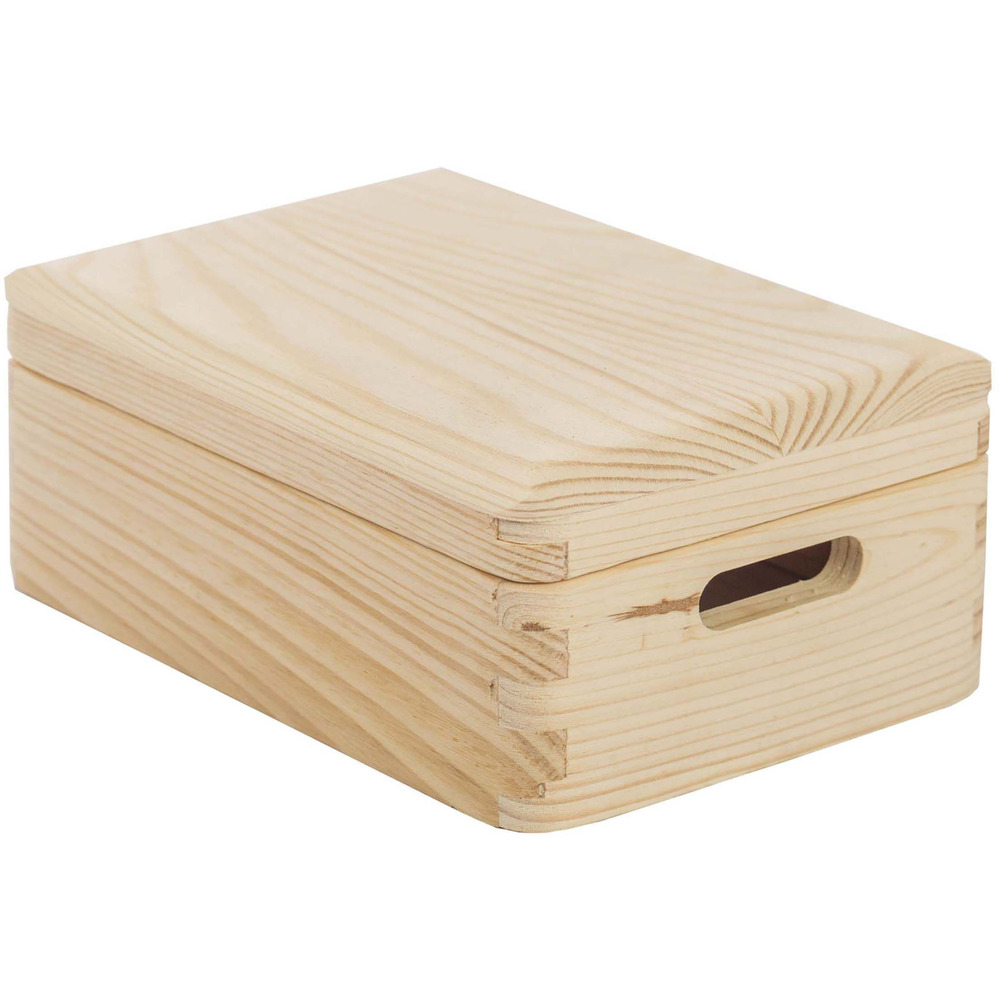 Boîte de rangement en pin massif avec couvercle taille 1