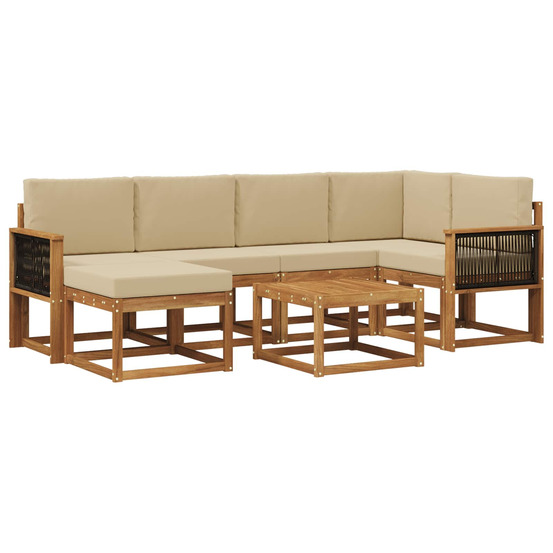 Ensemble de canapés d'extérieur 7 pcs naturel et beige