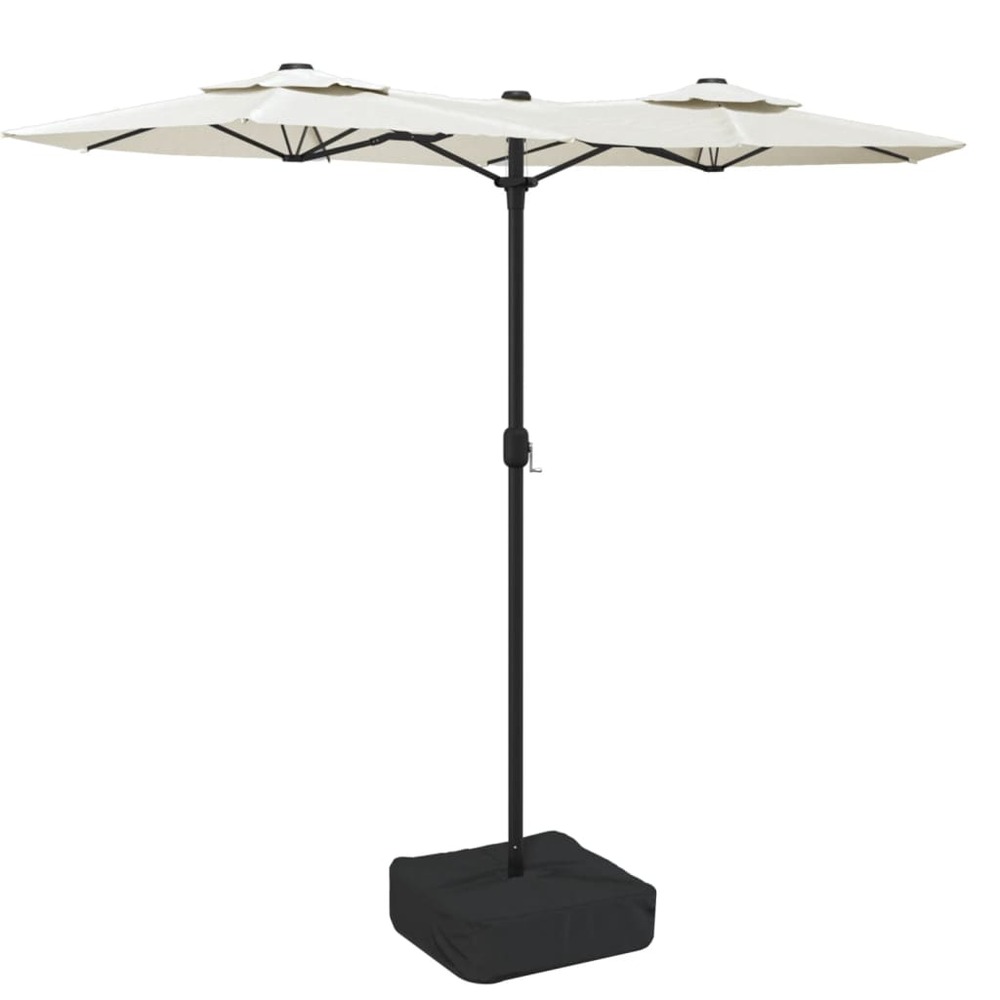 Parasol de jardin à double tête avec led blanc sable 316x145 cm
