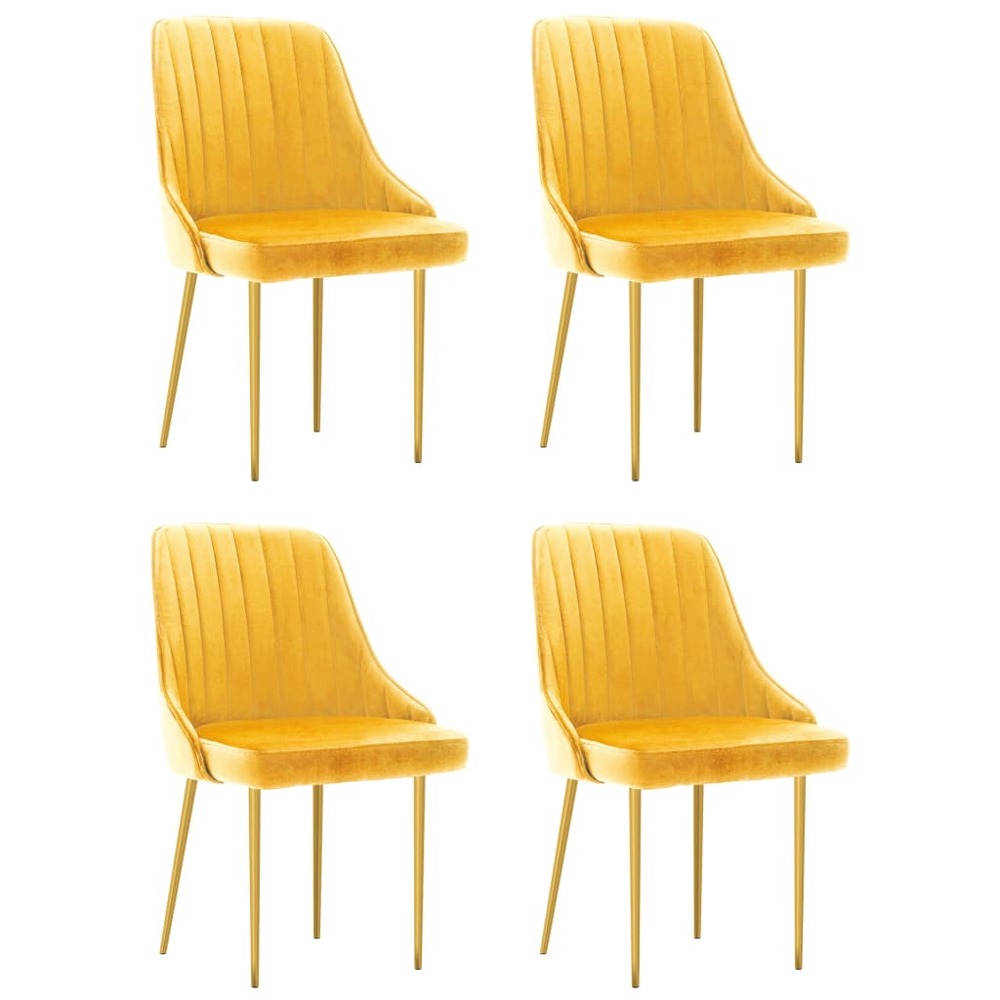 Chaises de salle à manger 4 pcs jaune velours
