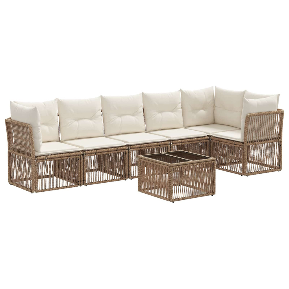 Ensemble de canapé de jardin 7 pcs beige polyrotin