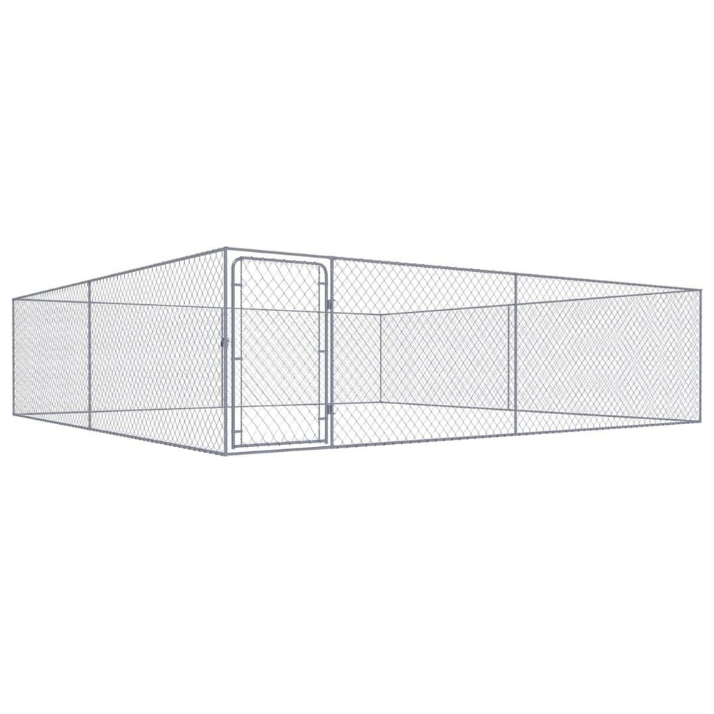 Chenil extérieur cage enclos parc animaux chien extérieur pour chiens acier galvanisé 4 x 4 x 1 m
