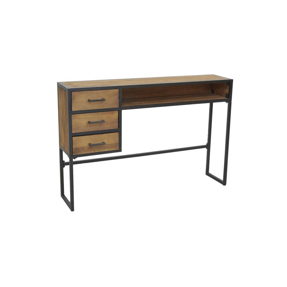 Console en bois recyclé et métal 3 tiroirs