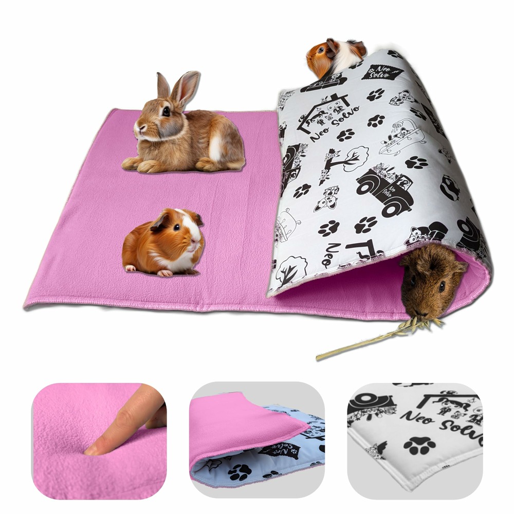 Tapis pour cochon d'inde et lapin en polaire - 105 x 70 cm - polaire absorbant, lavable en machine, economique et ecologique