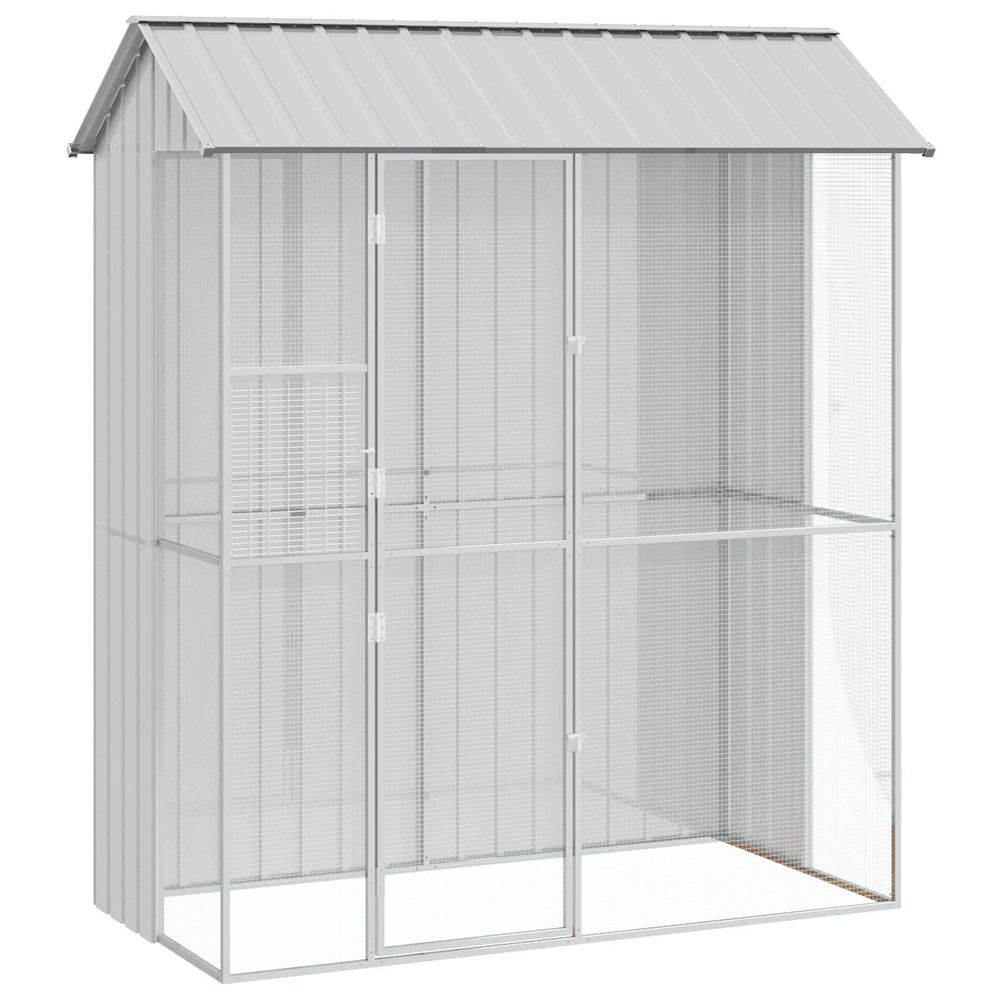 Cage pour oiseaux gris 215 x 110 x 247 cm acier galvanisé