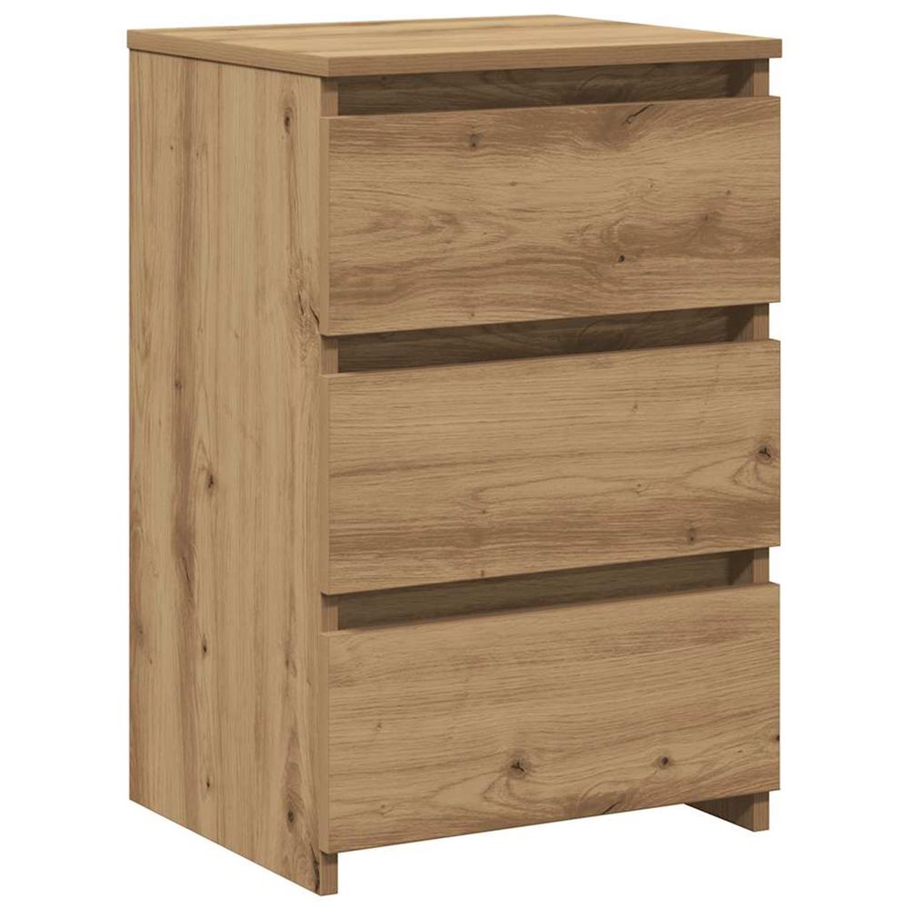 Table de chevet chêne artisanal 40x35x62,5 cm bois d'ingénierie