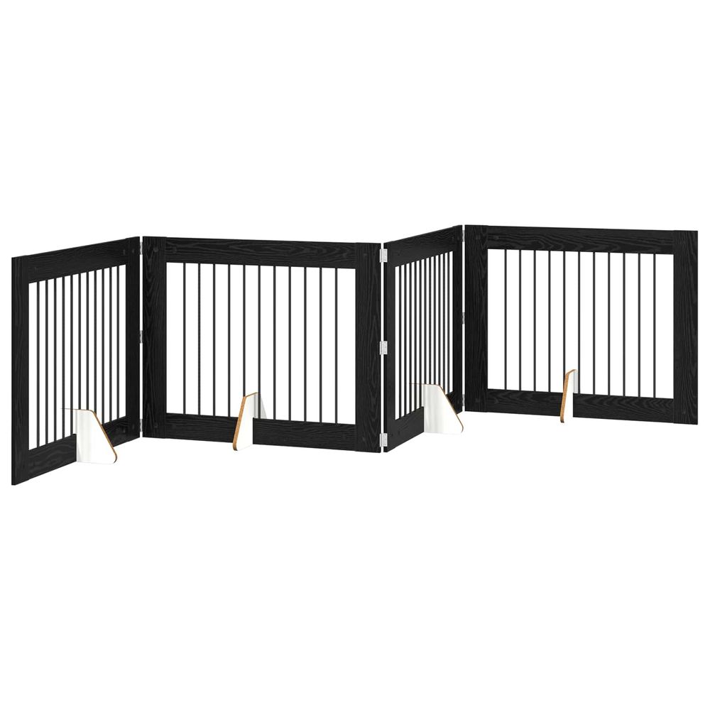 Porte de chien pliable avec supports 4 pc chêne noir 401 cm