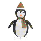 Décoration de noël pingouin à led tissu de luxe 90 cm