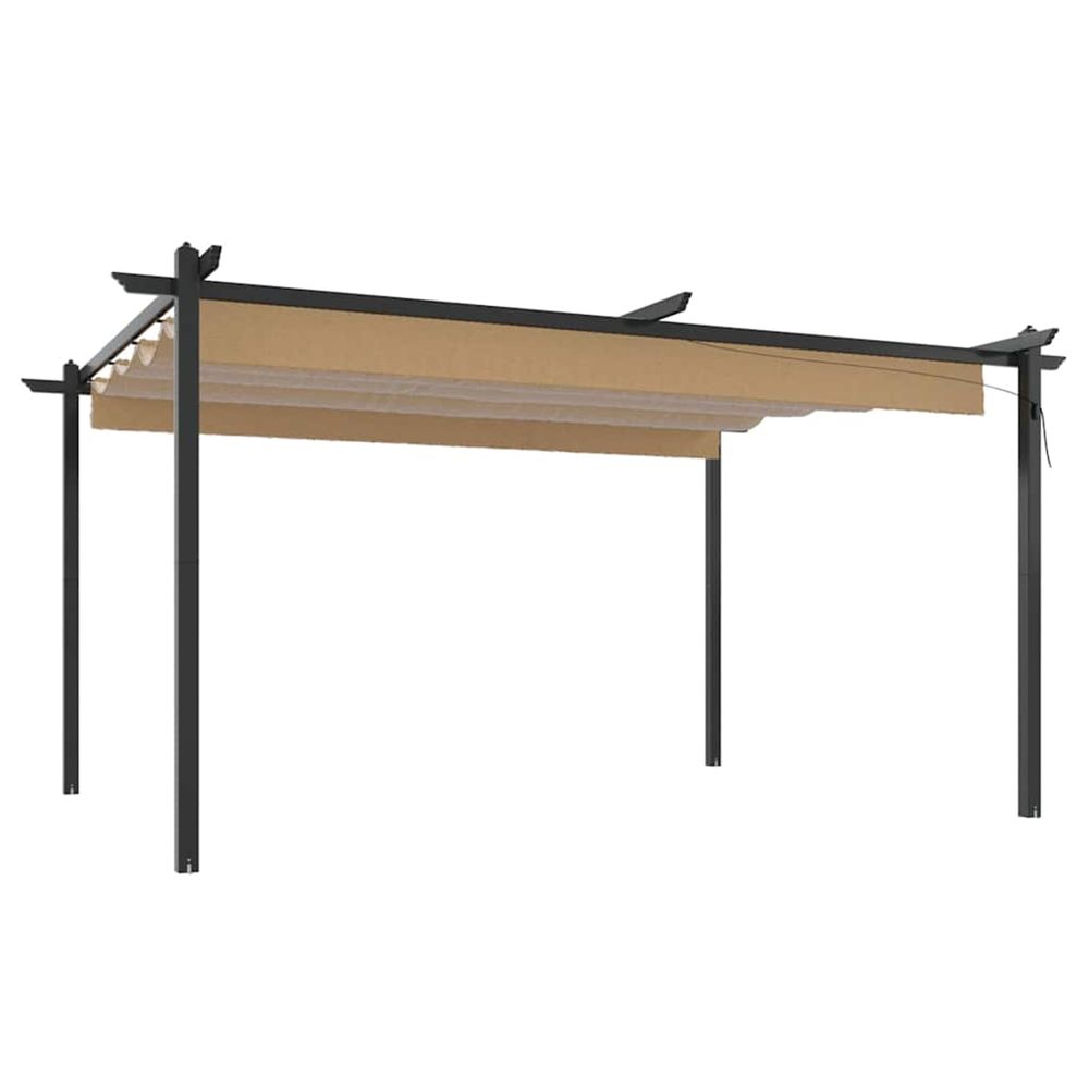 Tonnelle de jardin avec toit rétractable 4x3 m taupe