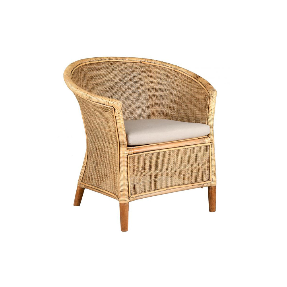Fauteuil en poelet et cannage rotin