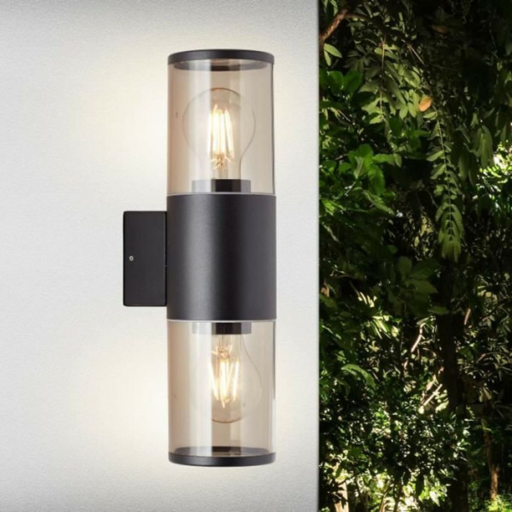 Applique extérieure sergioro - - noir depoli - 2xe27 20w - aluminium/plastique - ip44