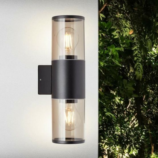 Applique extérieure sergioro - - noir depoli - 2xe27 20w - aluminium/plastique - ip44