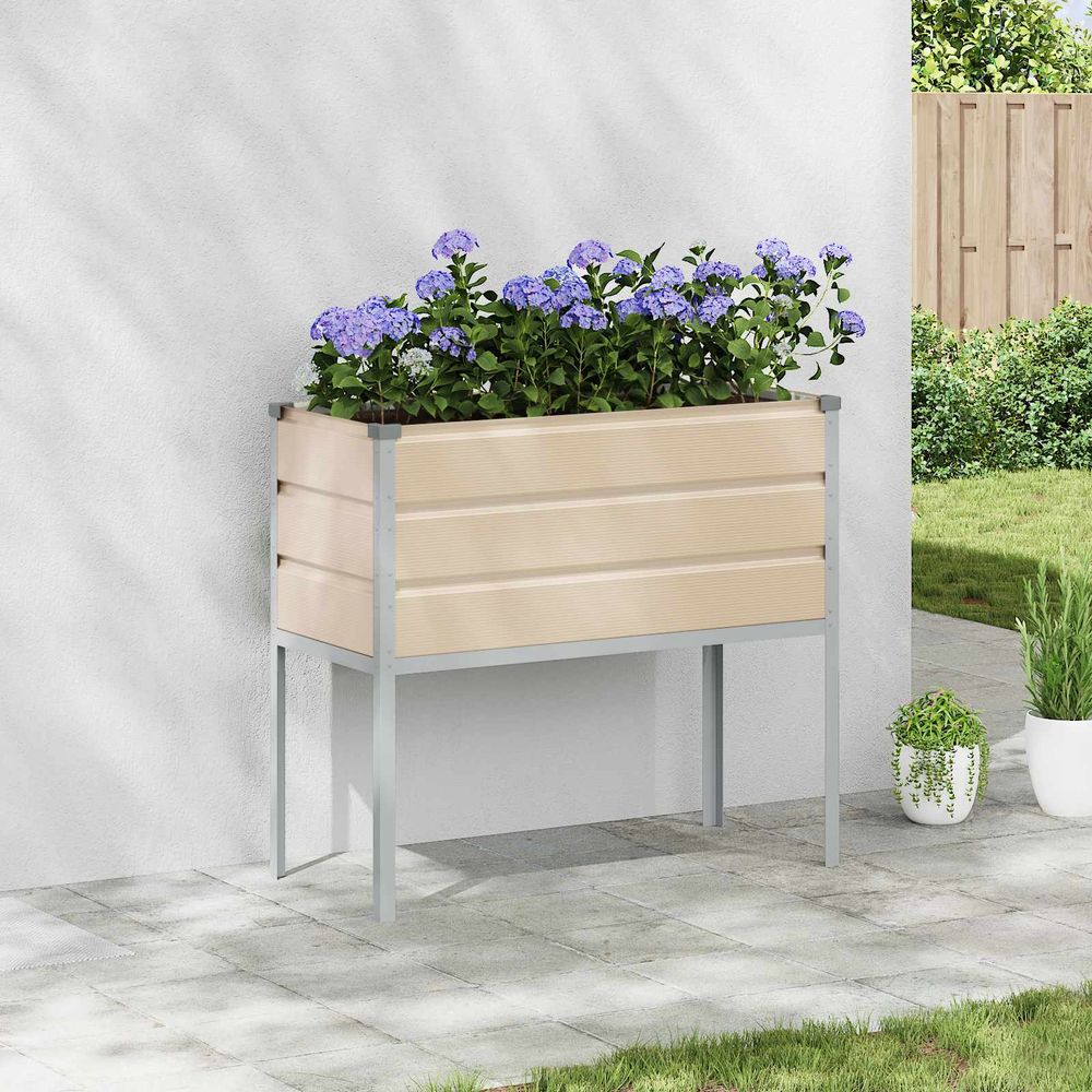 Carré potager surélevé acier galvanisé pour balcon 100x45x90 cm ivoire