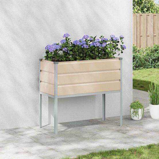 Carré potager surélevé acier galvanisé pour balcon 100x45x90 cm ivoire