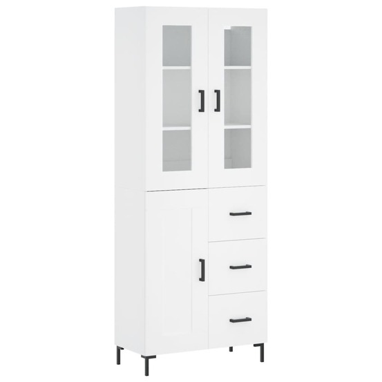 Buffet bahut commode armoire meuble de rangement organisateur cuisine salle de séjour salon haut 69,5 x 34 x 180 cm bois d'in