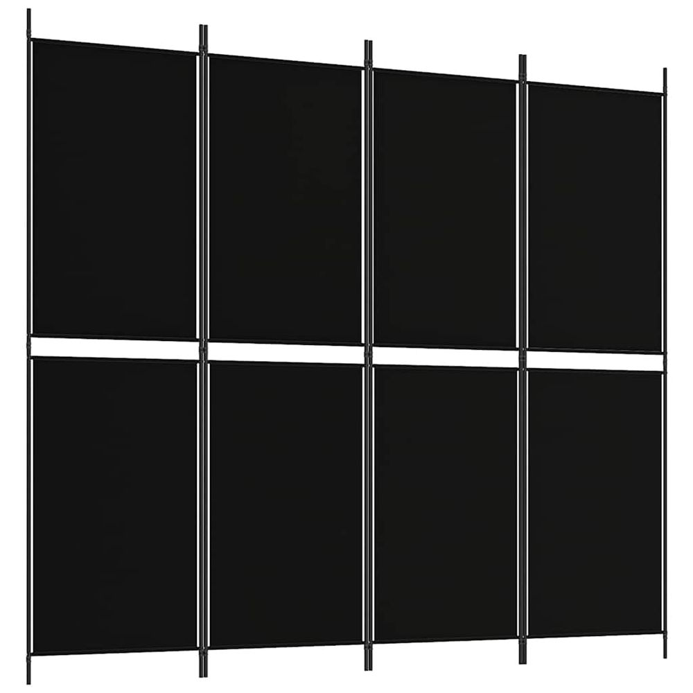 Cloison de séparation 4 panneaux noir 200x180 cm tissu