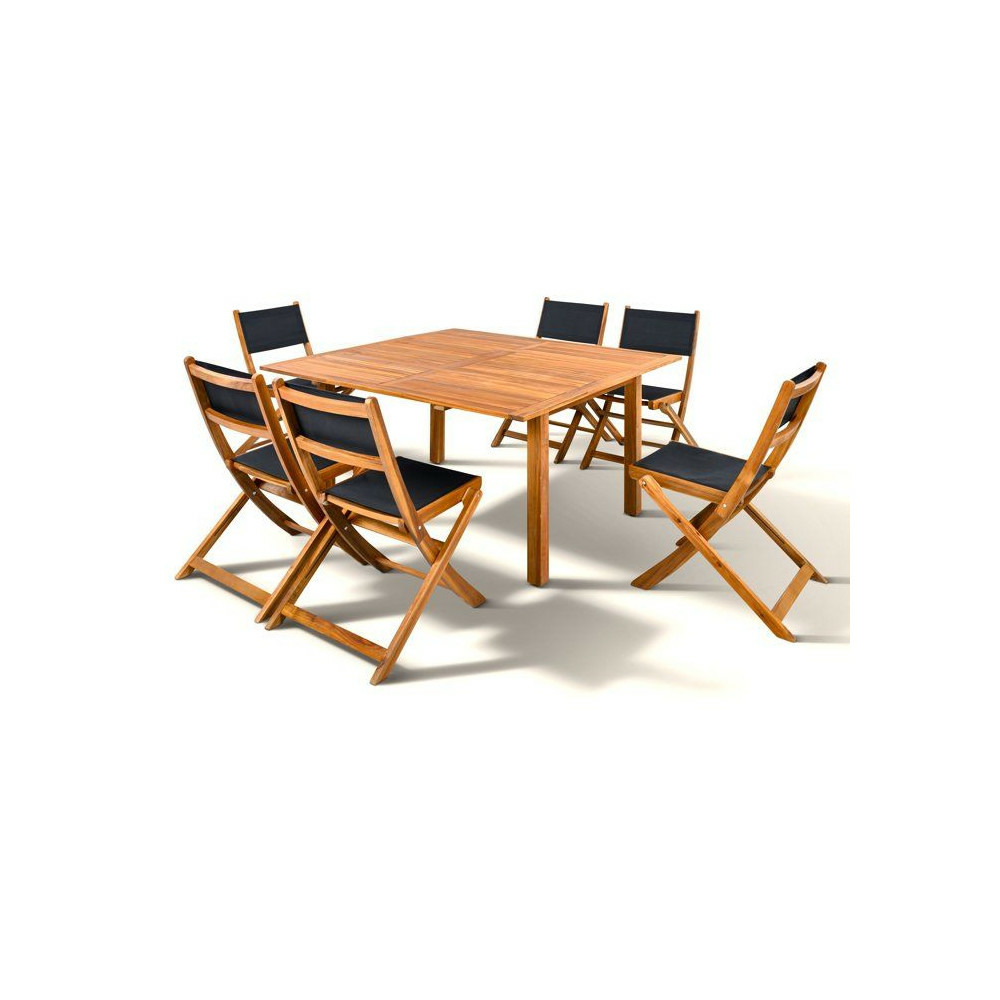 Ensemble repas de jardin toscana - table extensible + 6 six chaises pliantes - bois d'acacia - 6 places - bocarnea